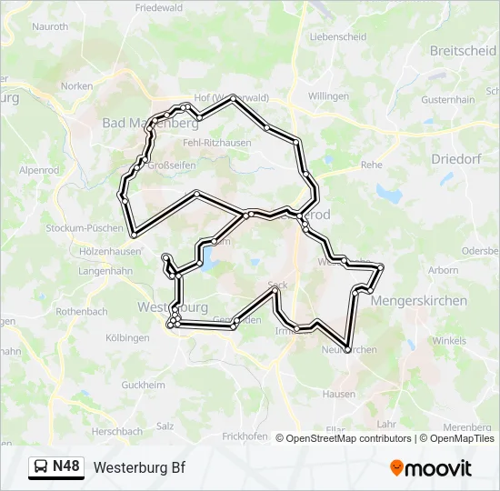 N48 Bus Line Map