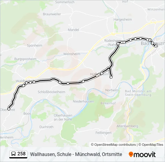 258 Bus Line Map