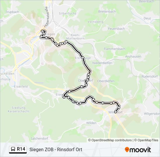R14 Bus Line Map