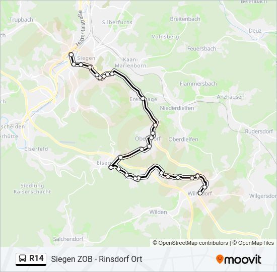 R14 Bus Line Map