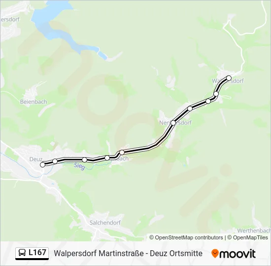 Автобус L167: карта маршрута