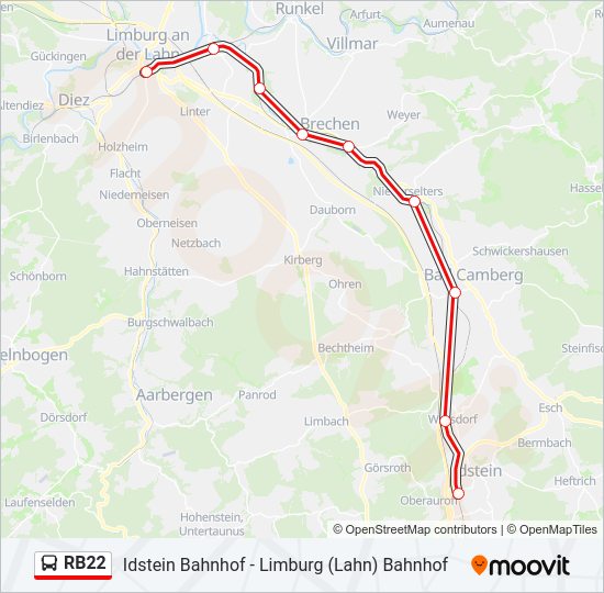 RB22 Bus Line Map