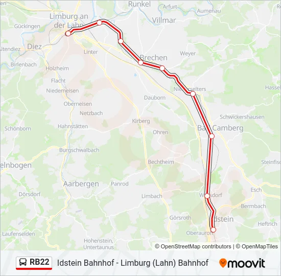 RB22 Bus Line Map