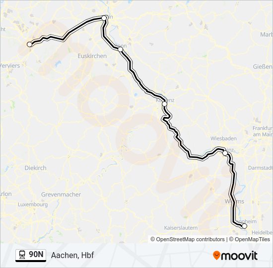 90N Train Line Map