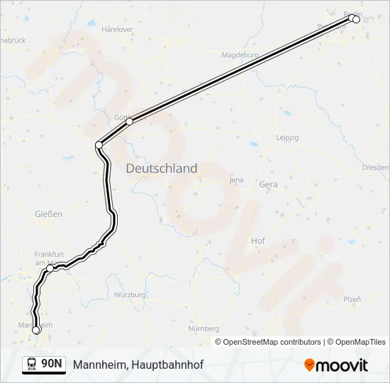 90N Train Line Map