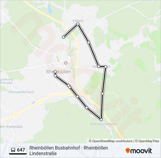 647 Bus Line Map