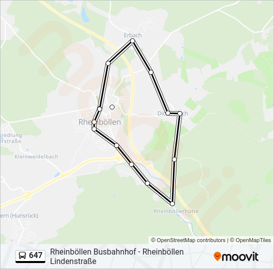 647 Bus Line Map