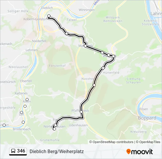 346 Bus Line Map