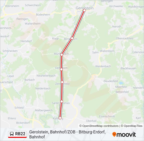 RB22 Bus Line Map