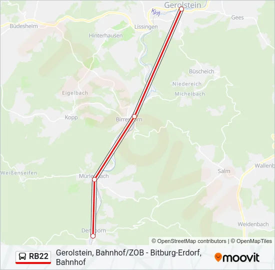 RB22 Bus Line Map