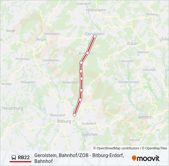 RB22 Bus Line Map