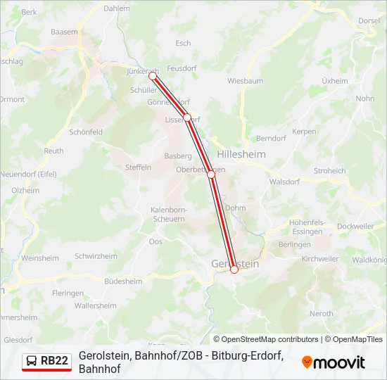 RB22 Bus Line Map