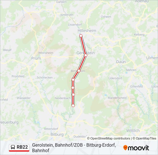 RB22 Bus Line Map