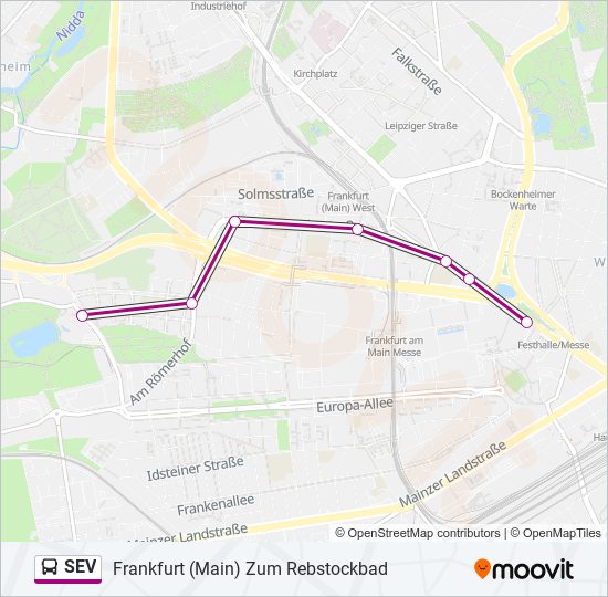 Автобус SEV: карта маршрута