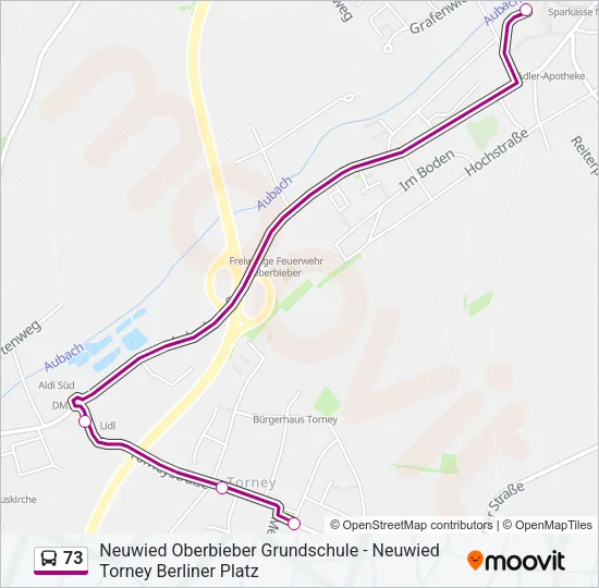 73 Bus Line Map