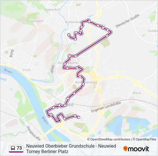 73 Bus Line Map