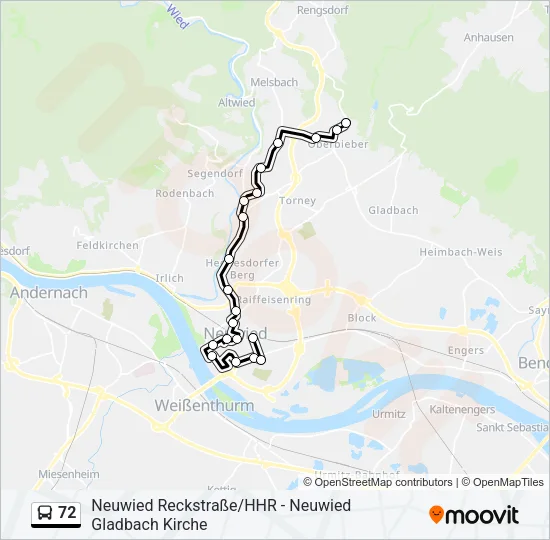 72 Bus Line Map
