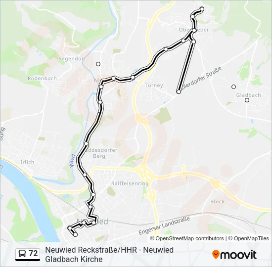 72 Bus Line Map