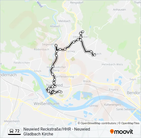 72 Bus Line Map