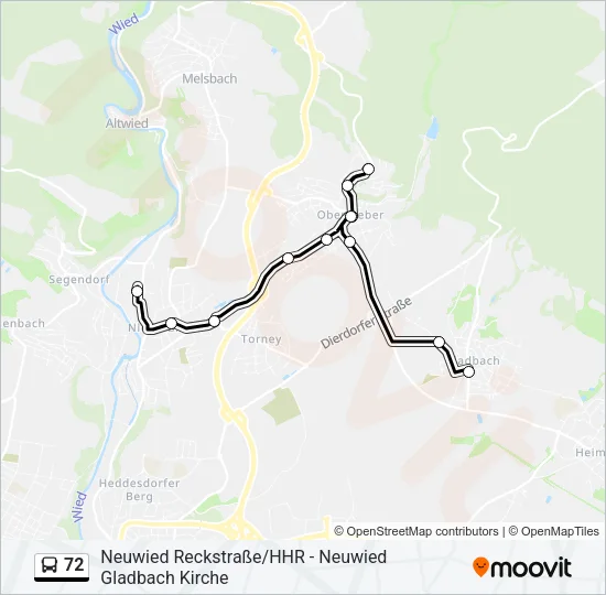 72 Bus Line Map