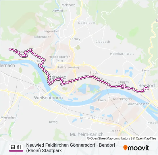 61 Bus Line Map
