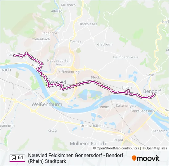 61 Bus Line Map