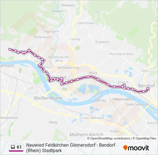 61 Bus Line Map