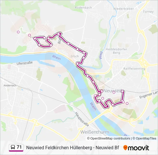 71 Bus Line Map