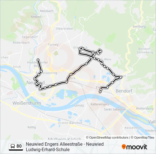 80 Bus Line Map