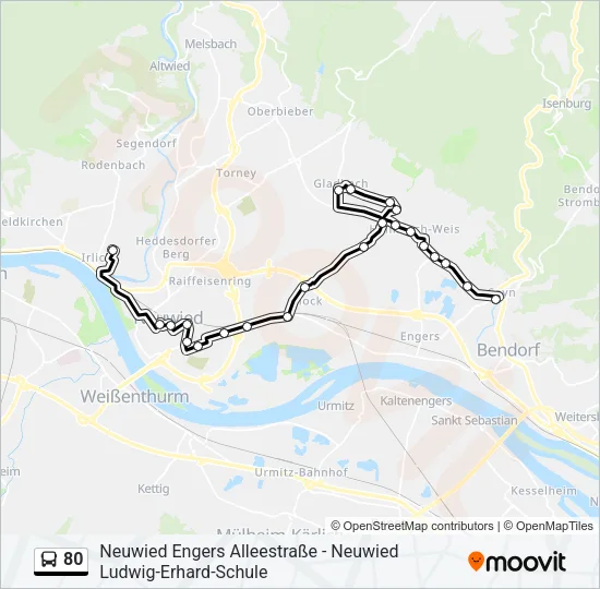 80 Bus Line Map