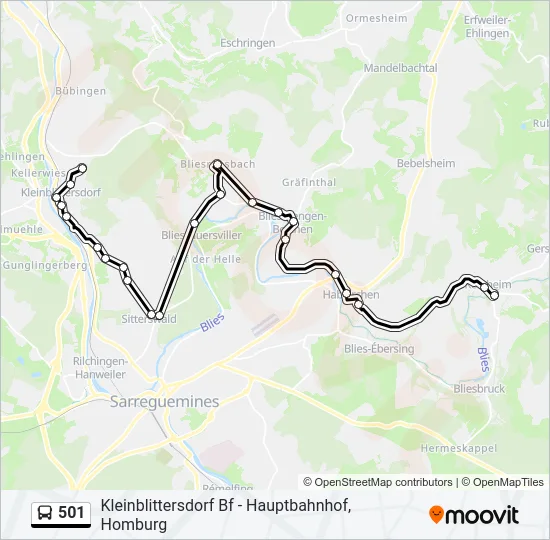 501 Bus Line Map