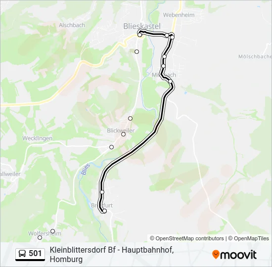 501 Bus Line Map