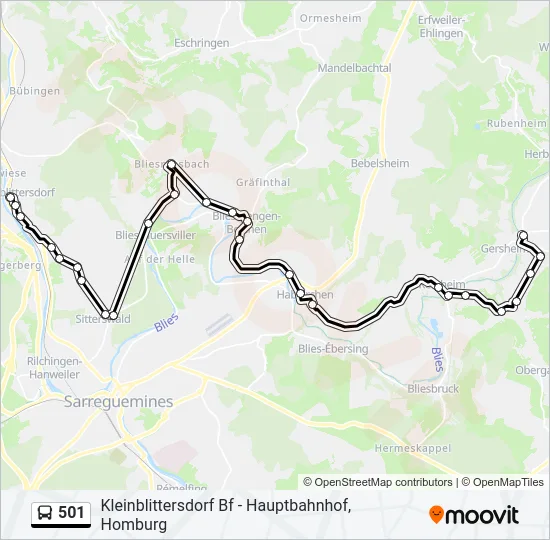 501 Bus Line Map