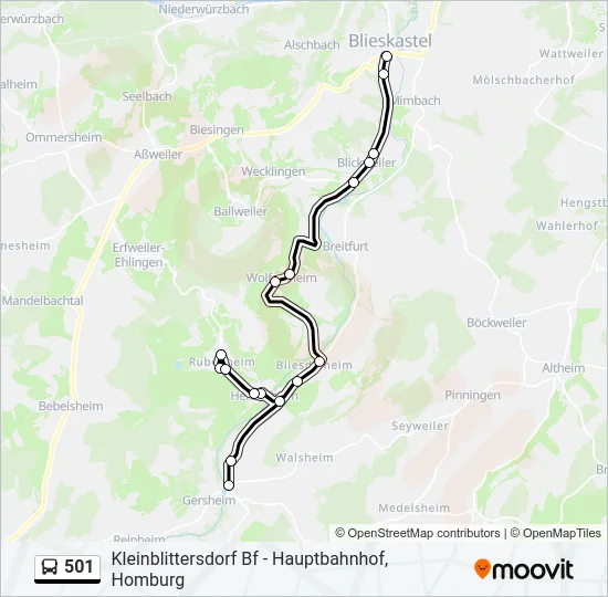 501 Bus Line Map