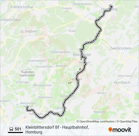 501 Bus Line Map