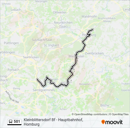 501 Bus Line Map