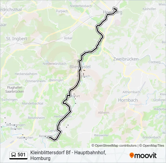 501 Bus Line Map