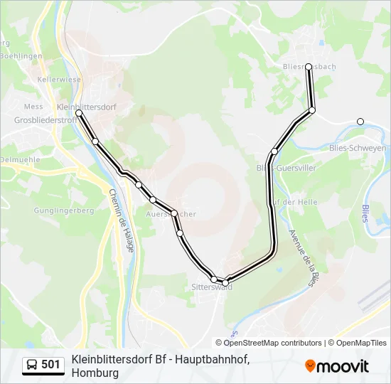 501 Bus Line Map