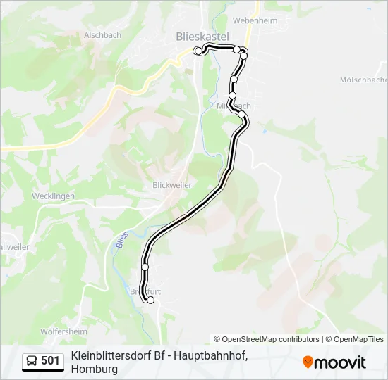 501 Bus Line Map