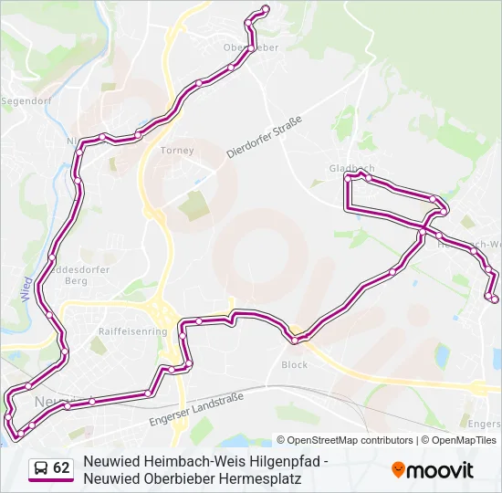 62 Bus Line Map