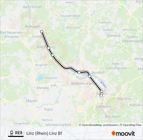 RE8 Train Line Map
