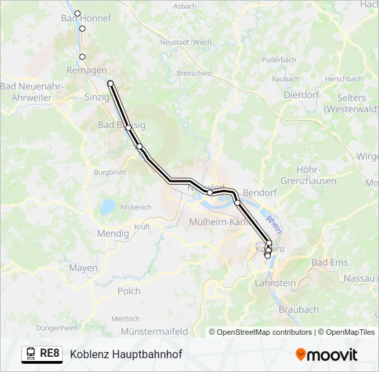RE8 Train Line Map