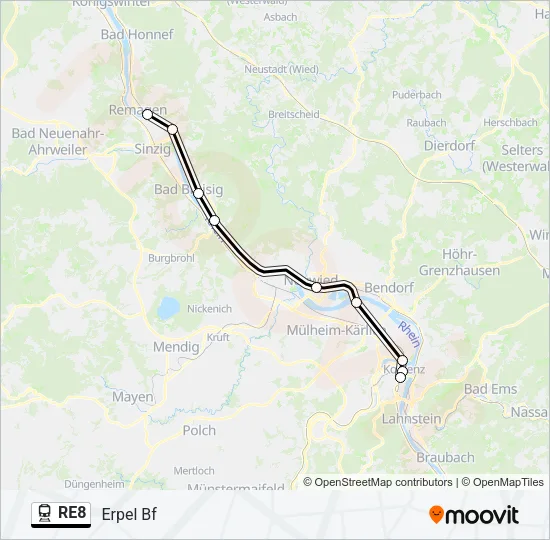 RE8 Train Line Map