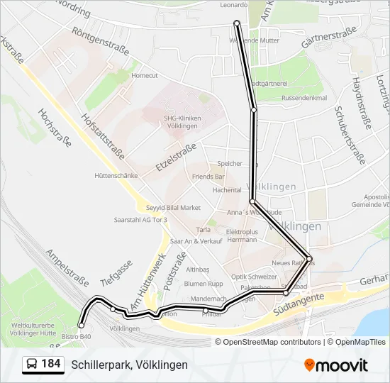 184 Bus Line Map