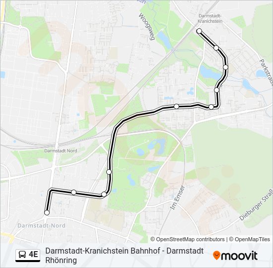 Автобус 4E: карта маршрута