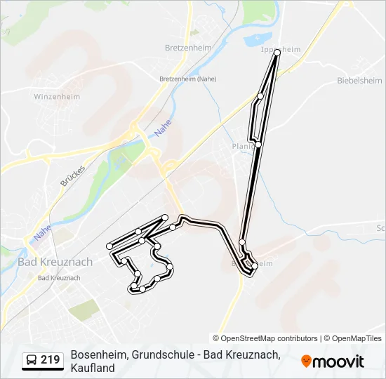 219 Bus Line Map