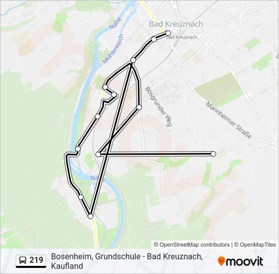 219 Bus Line Map