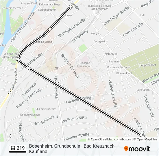 219 Bus Line Map