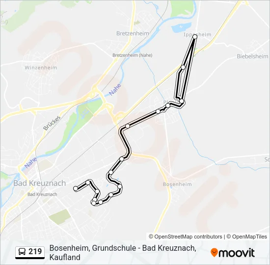 219 Bus Line Map
