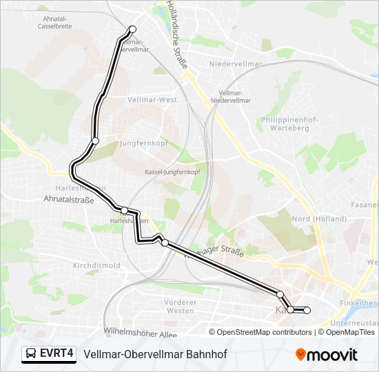 Автобус EVRT4: карта маршрута
